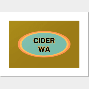 Cider Washington! Gold, Orange, and Light Pine Green Logo Design Posters and Art